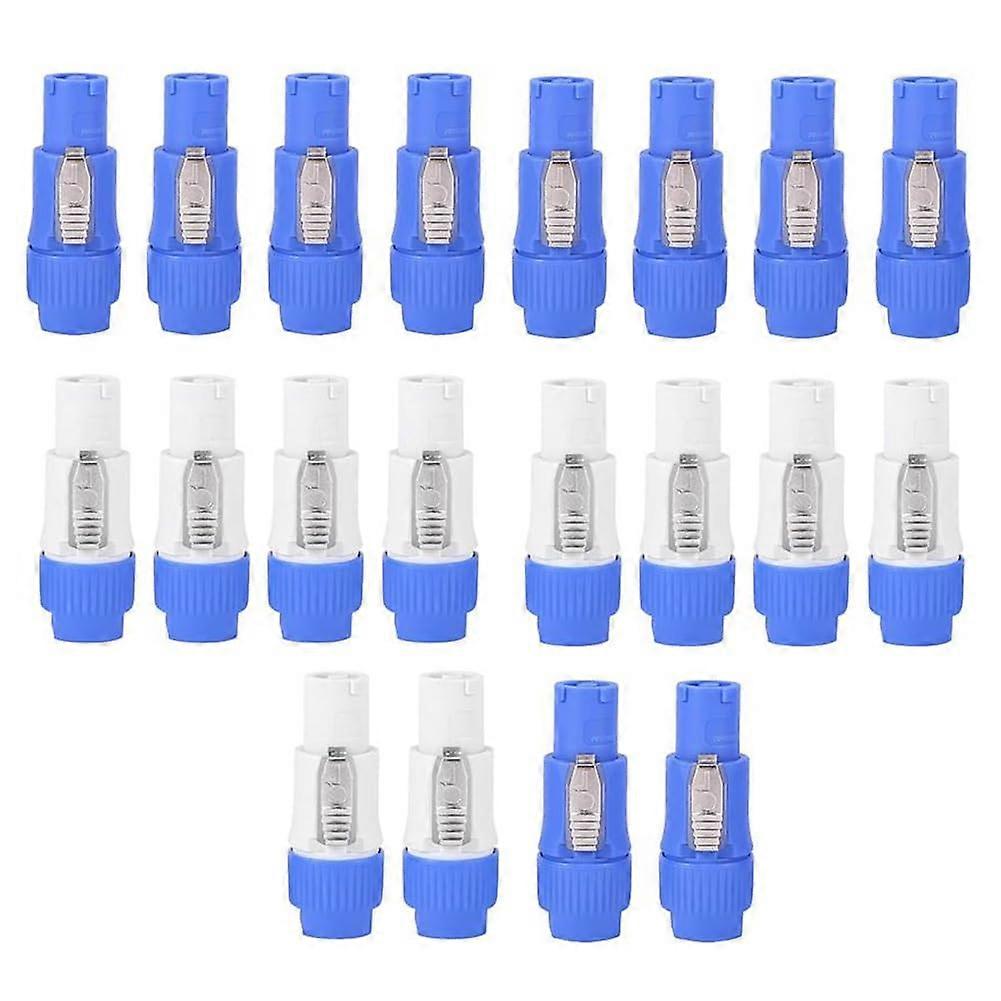 Packung Mit 20 Powercon Nac3fca Nac3fcb Steckverbindern, 3-polig, Stecker, 20 A, 250 V Ac, Blaugrau-weiß