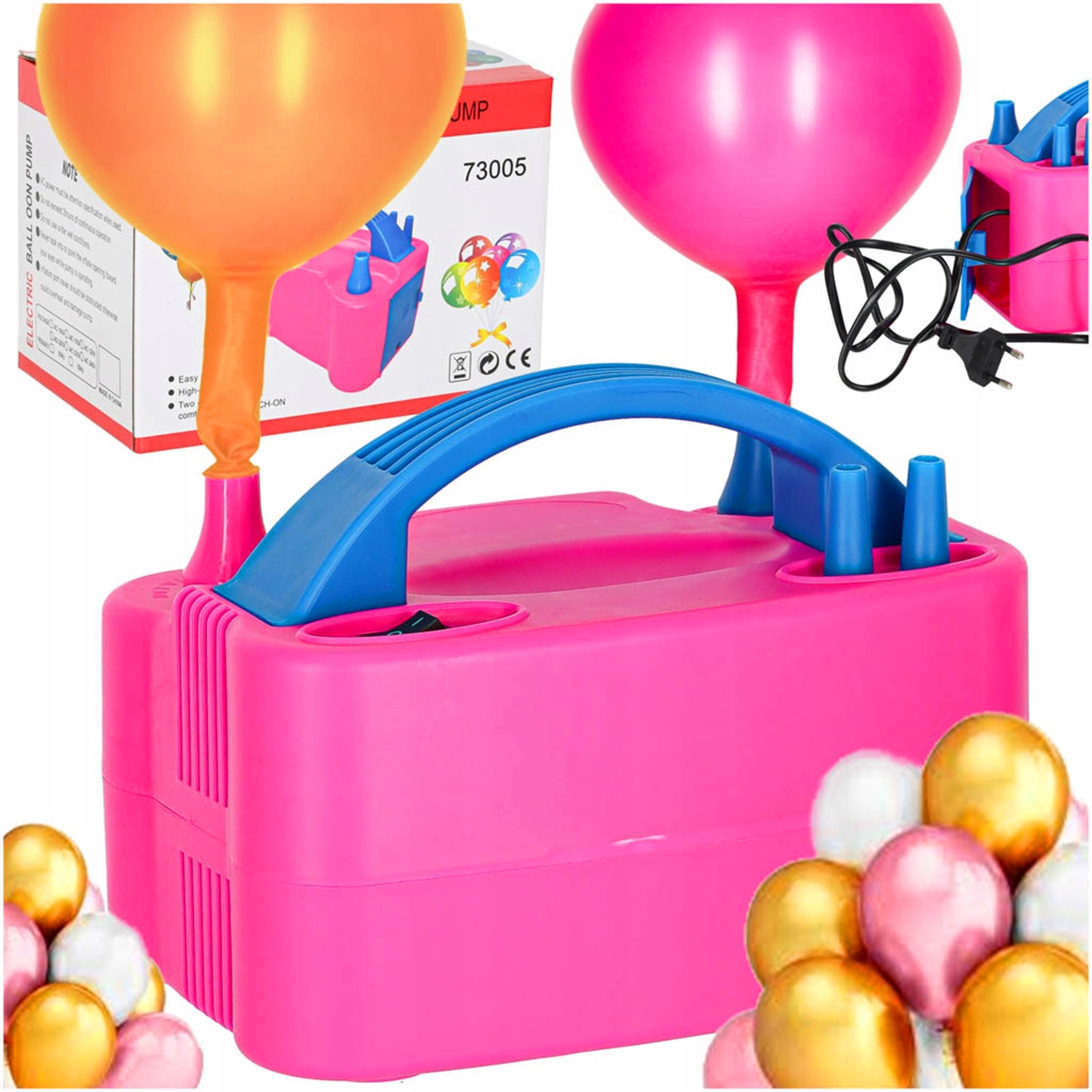 Elektrische Ballonpumpe Mit 600 W Und Zwei Düsen. Geeignet Für Schnelles Aufblasen.