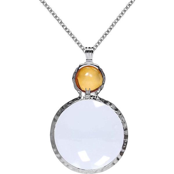 Halskette Mit Lupenanhänger, Gelbe Linse, Monokel Mit Langer Kette, Leseschmuck Für Damen
