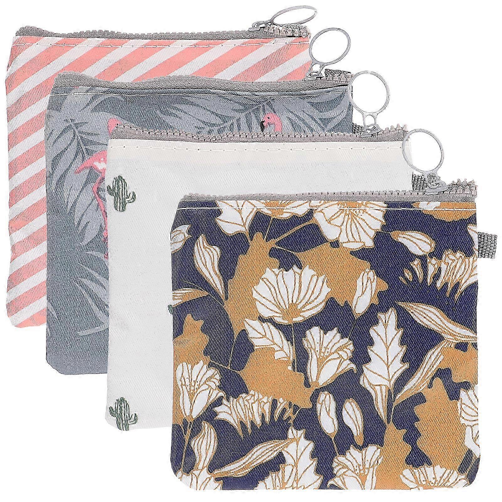 Wiederverschließbare Beutel Für Tampons Und Zum Aufbewahren, Geeignet Für Frauen Und Mädchen (kaktus, Flamingo, Blume, Streifen, Je 1 Beutel).