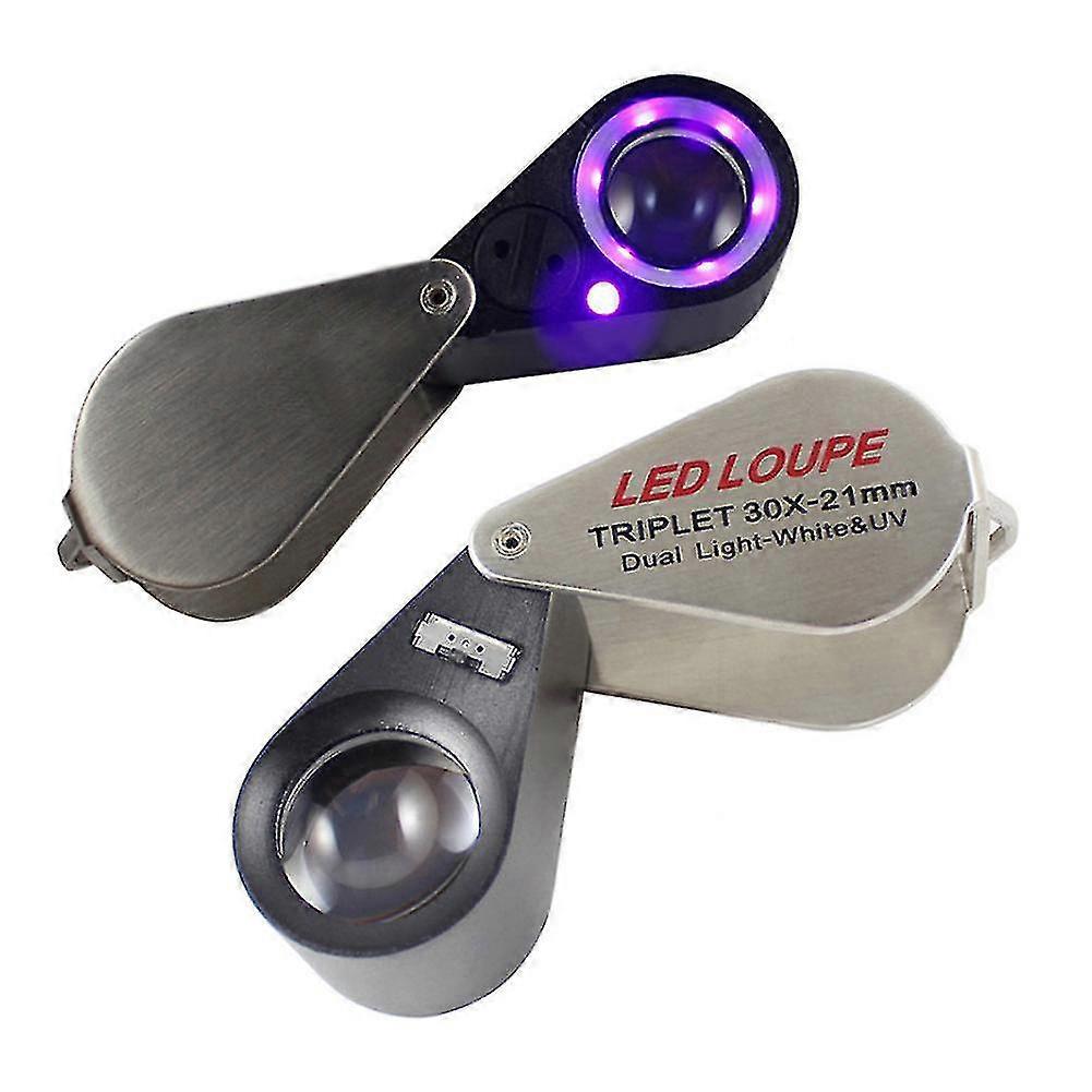 Schmucklupe Mit 10/20/30-facher Vergrößerung, Uv-led-licht Und 21-mm-achromatischer Triplettlinse