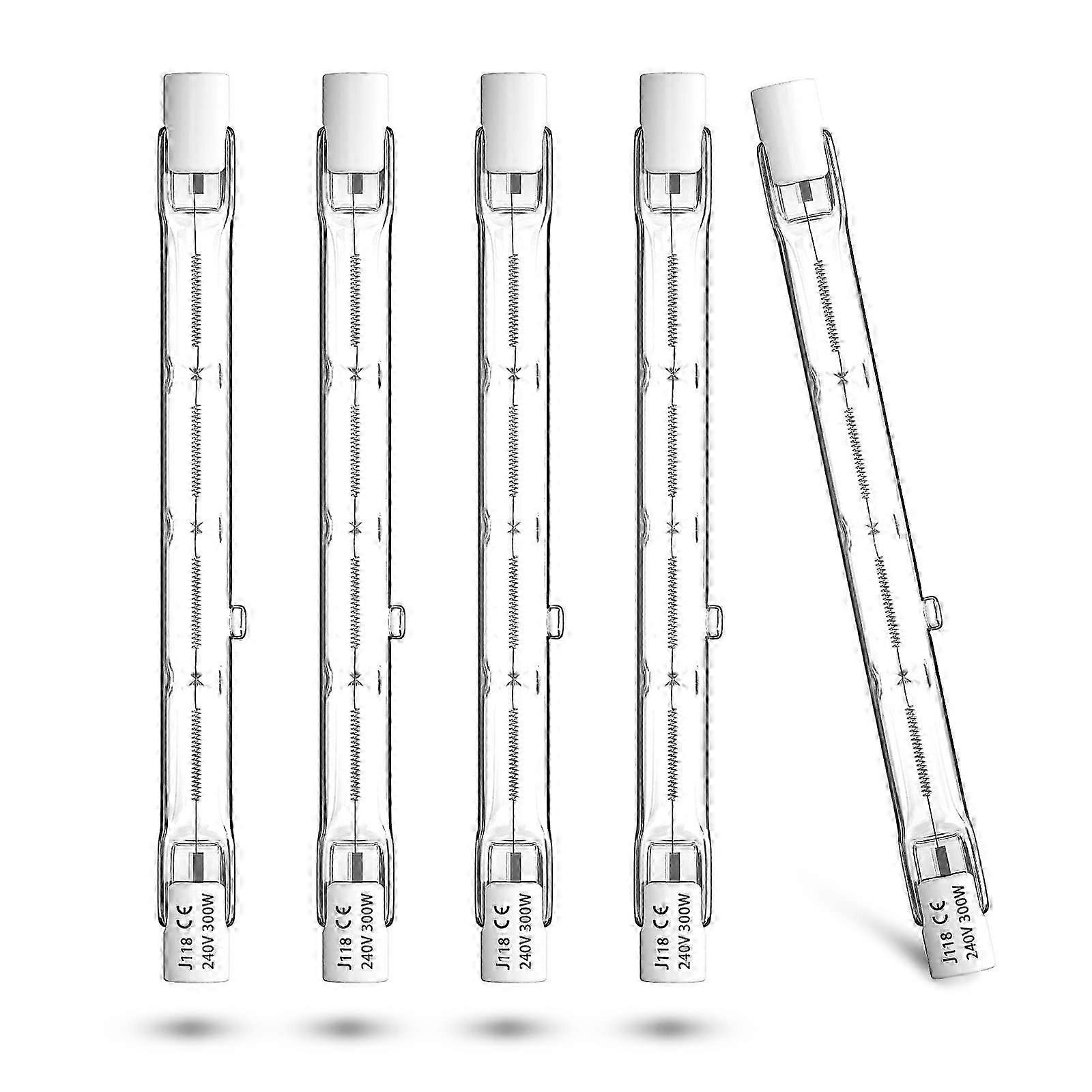 R7s 300w 118mm Halogenlampe – Warmweiß 2800k Linearer Halogen-fluter, Geeignet Für Sicherheits- Und Gartenbeleuchtung, 5er-pack