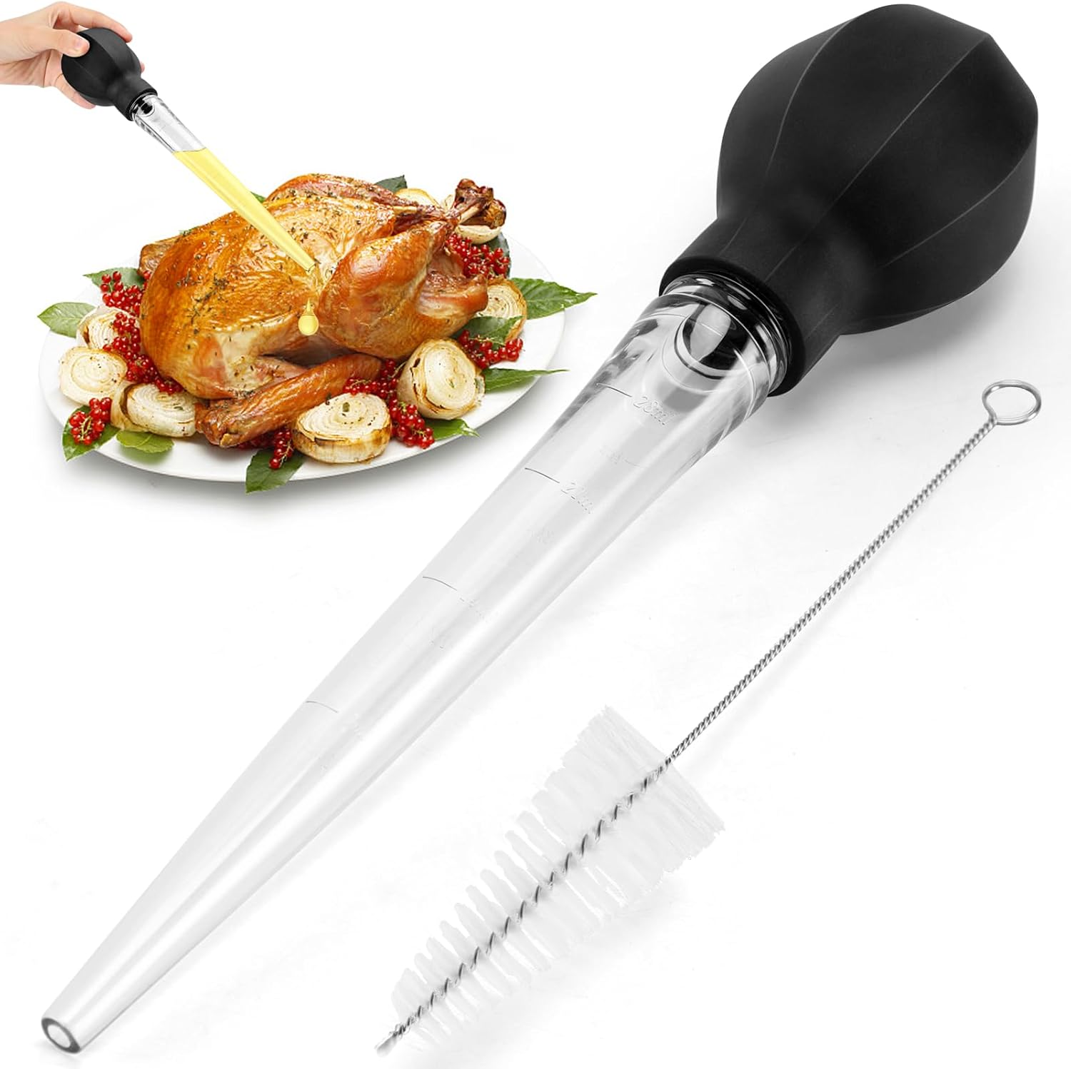 Große Bratfettzange Für Putenfleisch Mit Reinigungsbürste. Abtropfhilfe. Für Kochgeschirr Geeignet. Einfache Handhabung Und Reinigung. Spülmaschinenfest.