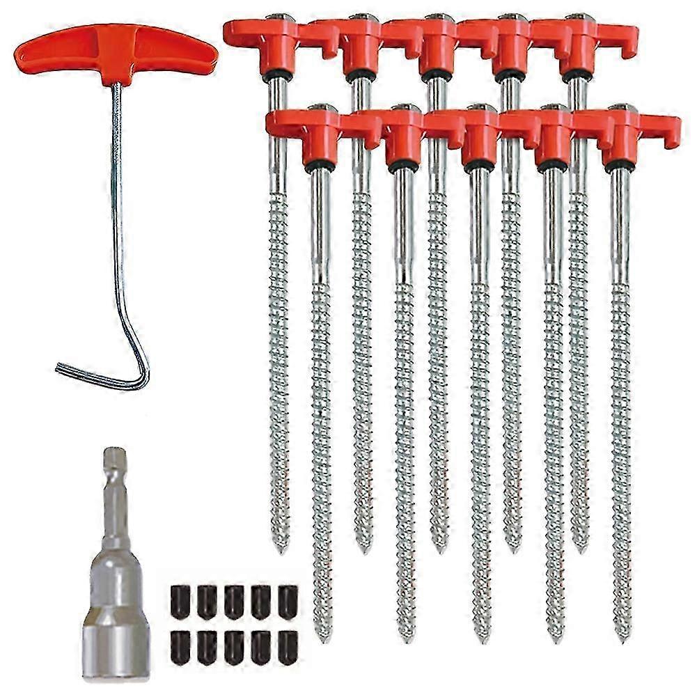 Robustes Set Aus Einschraubbaren Zeltheringen, Vorgebohrten Edelstahl-bodenankern, Zeltzubehör, Kompatibel Mit Camping, Gartenarbeit Und Wandern.