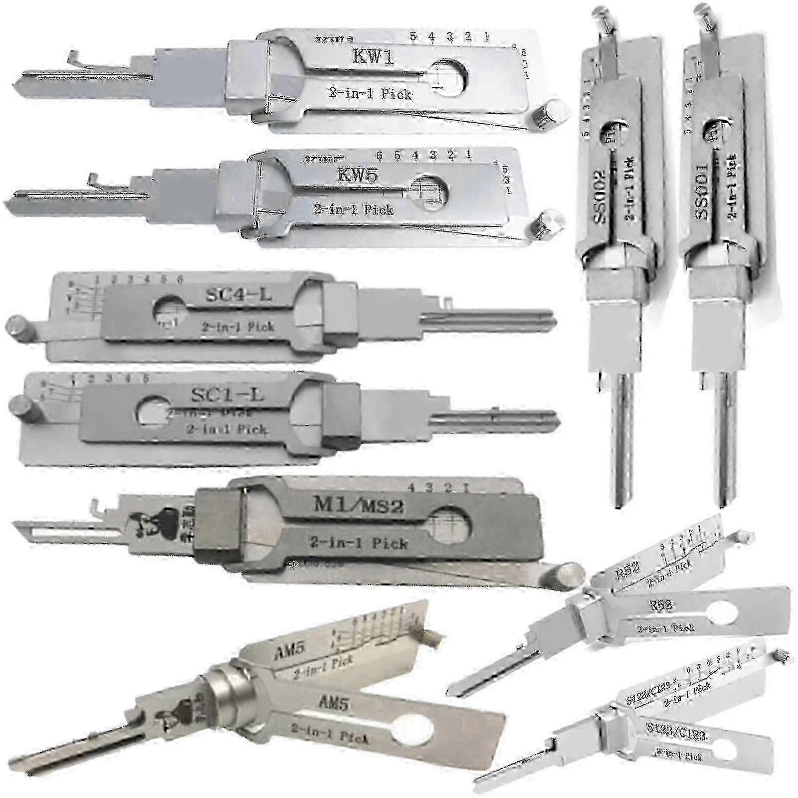 Lishi 2-in-1 Profi-schlossöffnungswerkzeug, Kompatibel Mit Sc1-, Sc4-, Kw1-, Kw5- Und Am5-schlössern