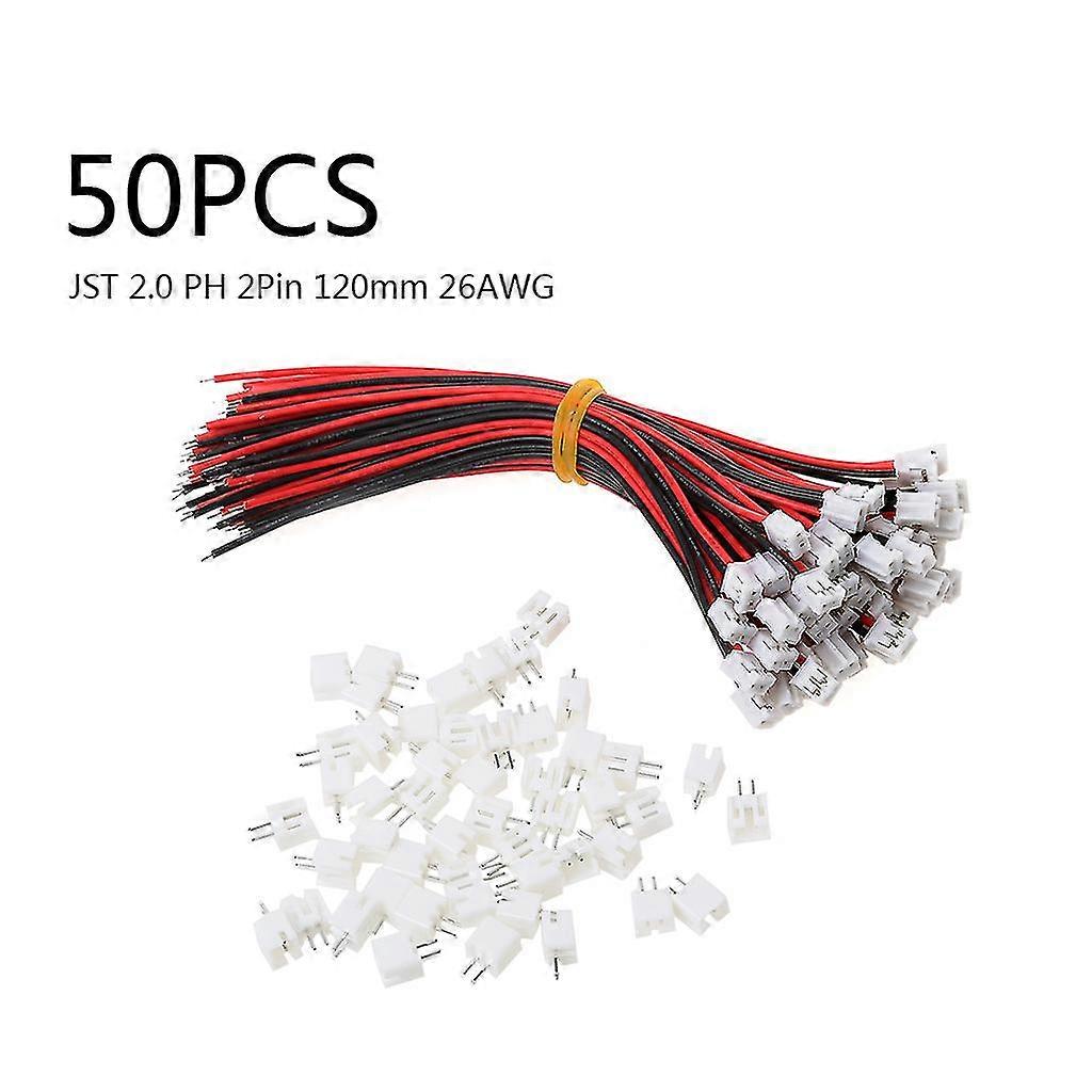 50 Sets Mini Micro Jst 2.0 Ph 2-polige Steckverbinder Mit Drähten Und Kabeln, 120 Mm, 26 Awg