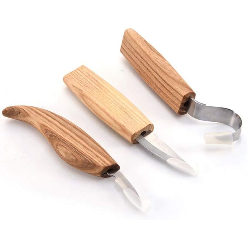 Holzschnitzwerkzeug-set, 3-in-1-set, Bestehend Aus Hakenmeißel, Fasenmesser Und Holzmeißel.