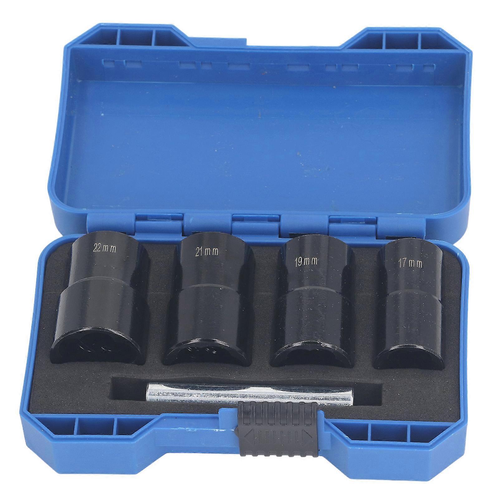 Satz Mit 5 Bolzenausdrehern Mit 1/2"-antrieb, Schlagmuttern, Metrische Größen 17 Mm, 19 Mm, 21 Mm Und 22 Mm, Chrom-molybdän-stahl