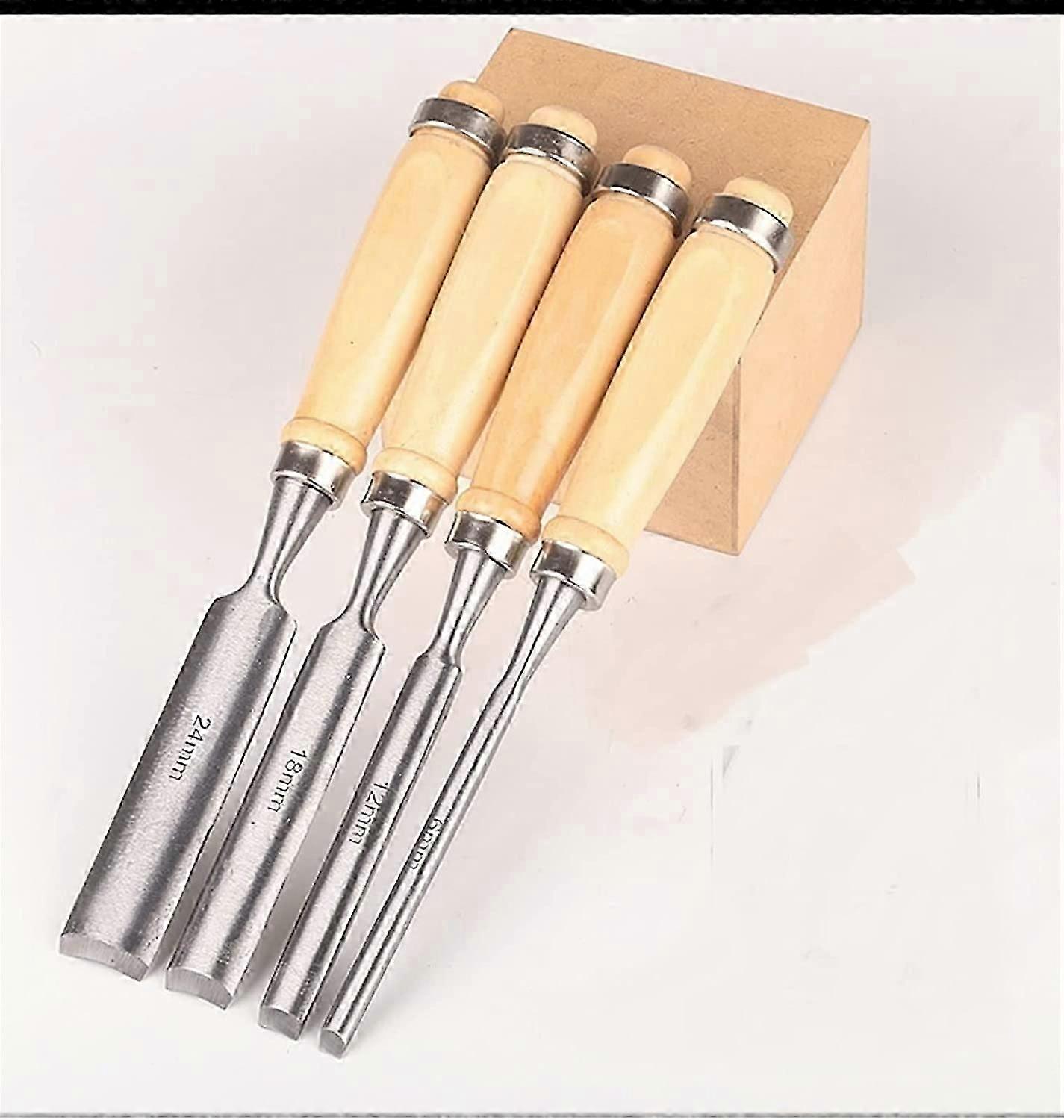 Set Aus 6, 12, 18 Und 24 Mm Halbrunden Holzmeißeln Zum Schnitzen (klingengröße: 4 Stück, Klingentyp: Halbrunder Meißel)
