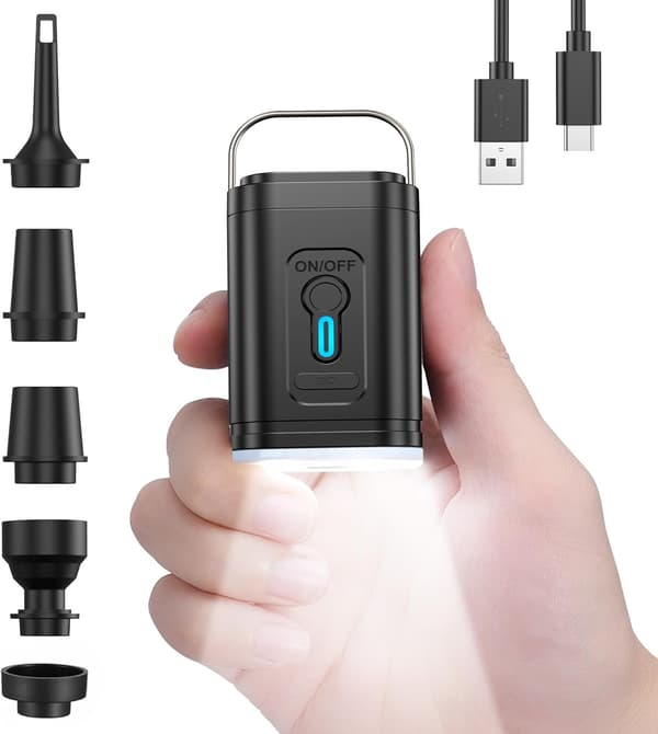 Mini-tragbare Elektrische Luftpumpe, Wiederaufladbar Über Usb-c, Schnelles Laden Und Ablassen Der Luft, Kompatibel Mit Pool-schwimmkörpern Und -schlauchbooten, Reisegröße, Schwarz.