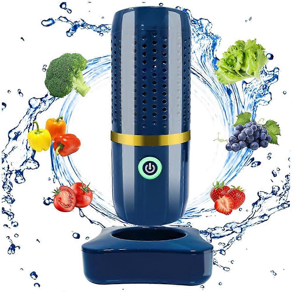 Obst- Und Gemüsewaschmaschine, Wiederaufladbares Reinigungsgerät Für Obst Und Gemüse, Tragbarer Mini-lebensmittelreiniger, Blau