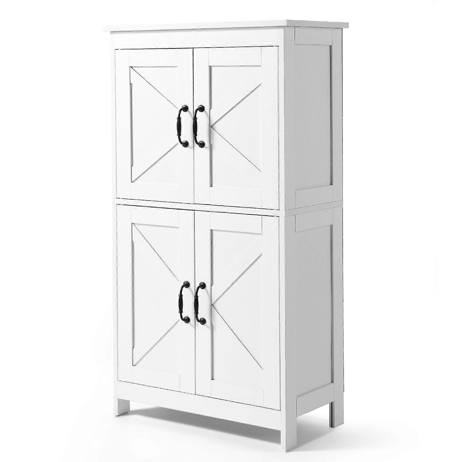 Freistehendes Badezimmer-aufbewahrungssystem, 4 Ebenen, Aus Holz, Mit 4 Türen Und Verstellbarem Einlegeboden, Weiß.