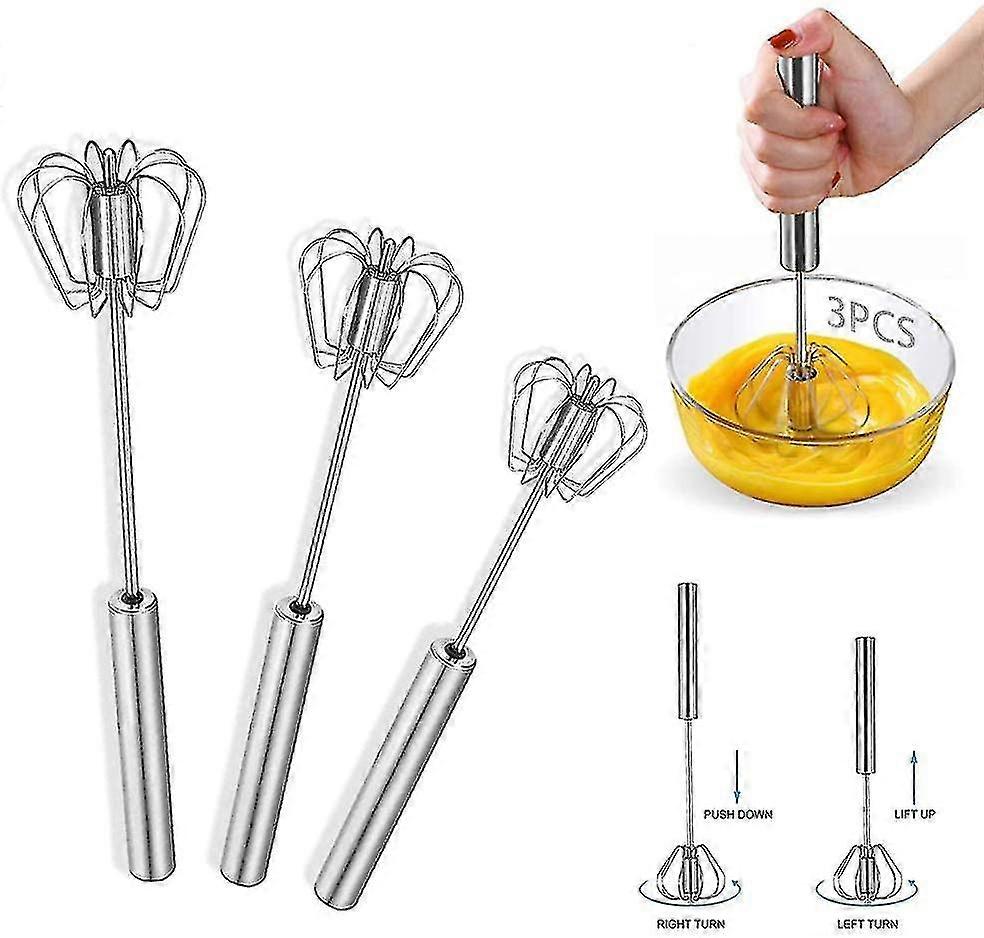 Set Mit 3 Halbautomatischen Schneebesen, Küchenschneebesen, Ballonschneebesen, Mixern, Kompatibel Mit Rührgeräten