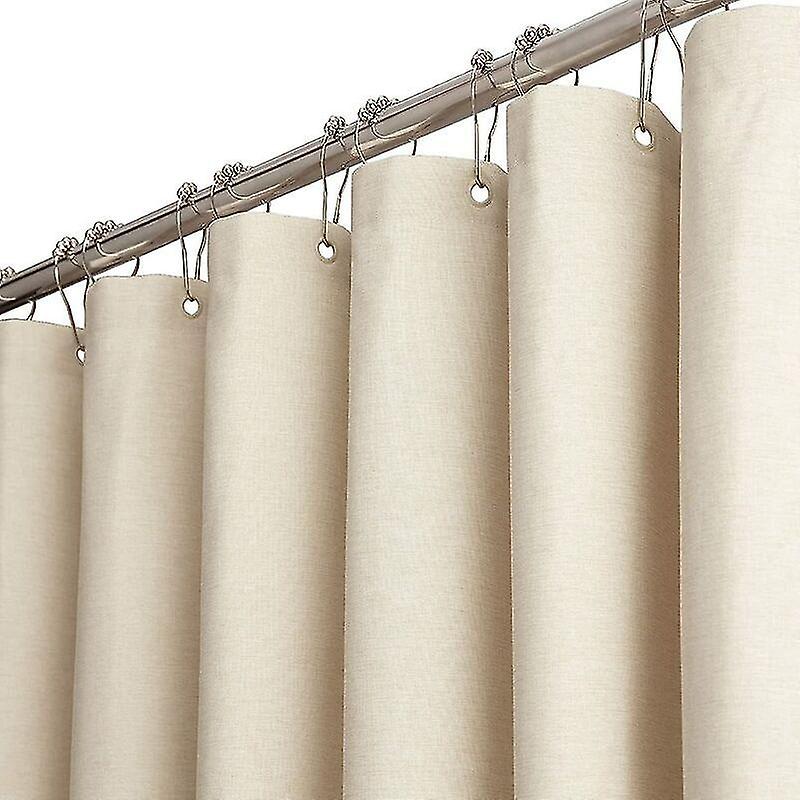 Extra Langer Duschvorhang Aus Stoff, 200 X 240 Cm, Strapazierfähiger Duschvorhang In Leinenoptik [nx]