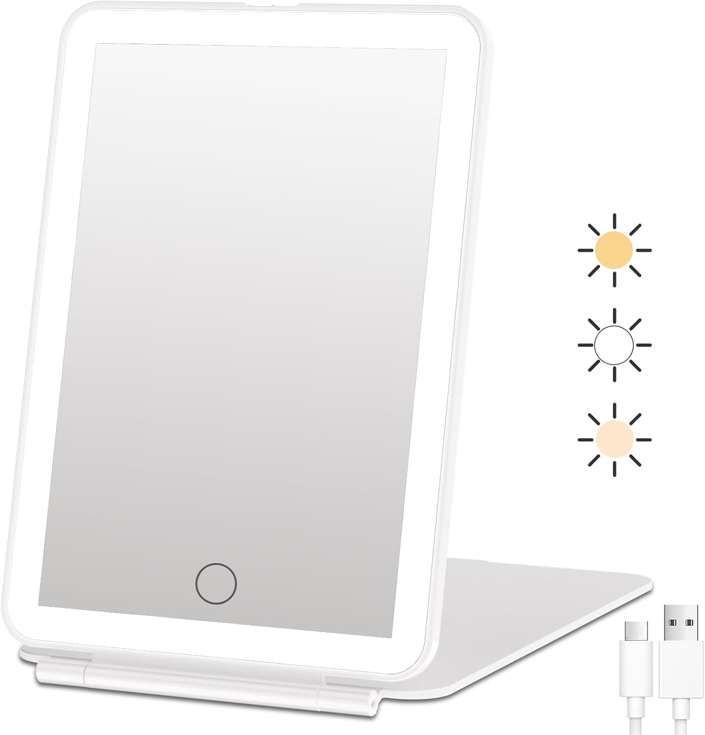 Wiederaufladbarer Kosmetikspiegel, Ideal Für Reisen, Mit 3 Farbmodi, Touchscreen Mit Einstellbarer Helligkeit Und Integrierter Led-beleuchtung, Kompatibel Mit Einem Schminktisch.