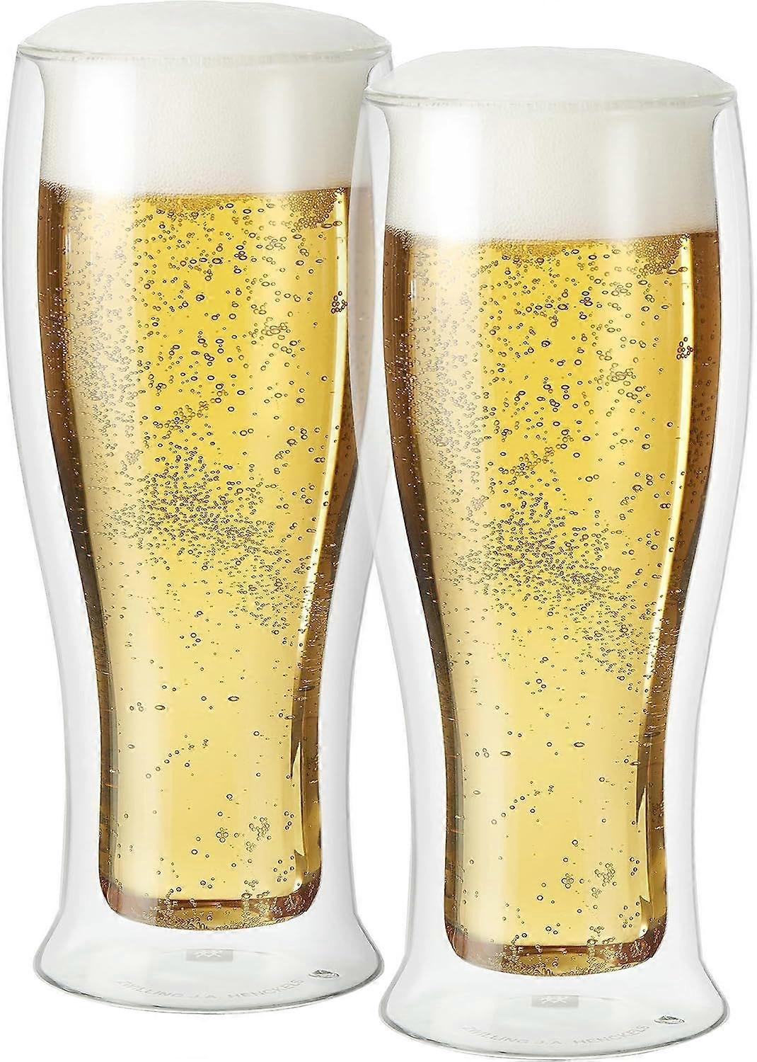 Set Aus 2 Doppelwandigen, Isolierten Biergläsern (400 Ml), Die Bier Länger Kalt Halten, Auch Im Freien. Stilvolles Design, Ideal Für Ale, Lager, Stout Und Pilsner.