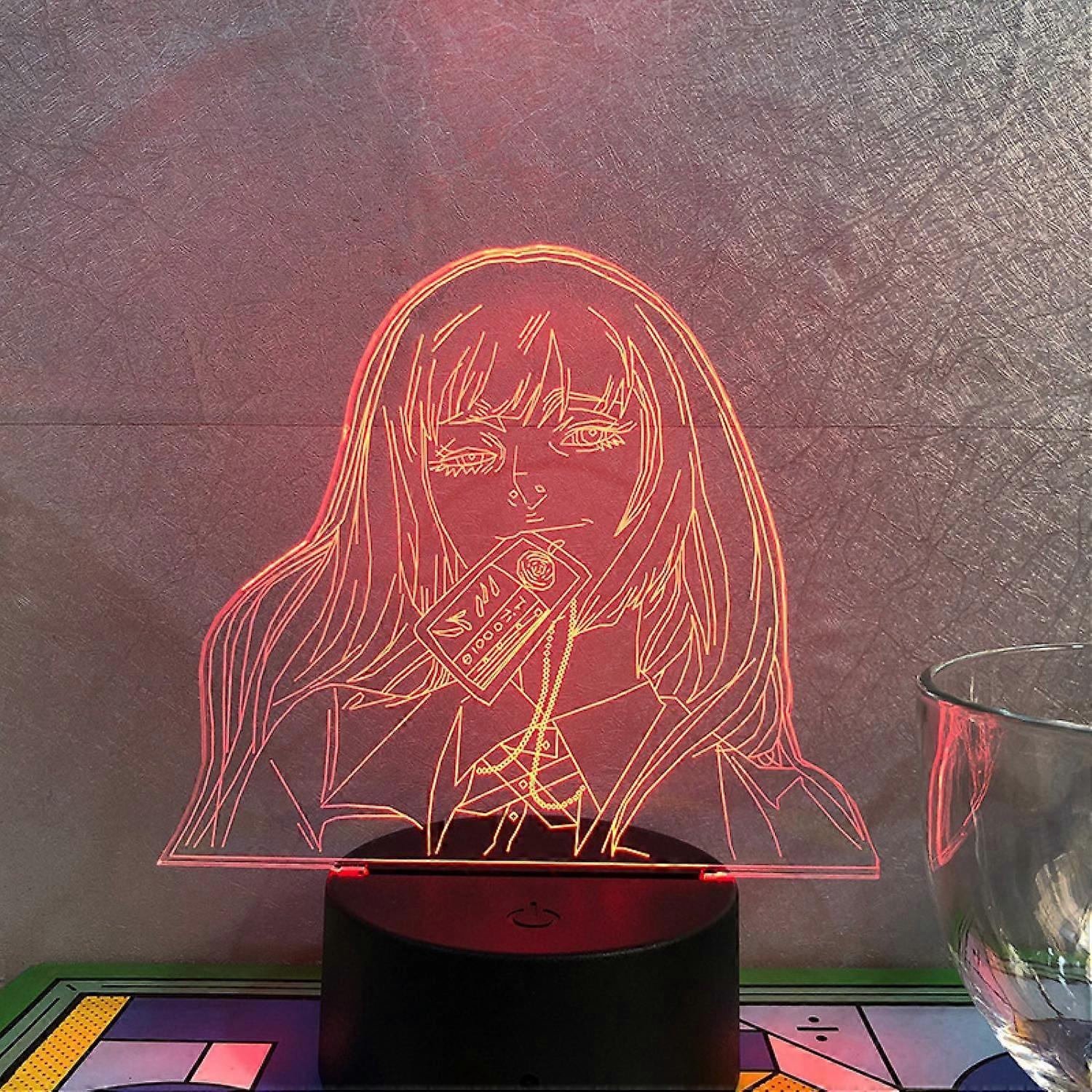 Qinwei Led-nachtlicht, 3d-illusionslampe Mit Anime-figuren, 16 Farben, Fernbedienung, Ideal Als Weihnachtsgeschenk Für Kinder --- Schwarzer Sitz