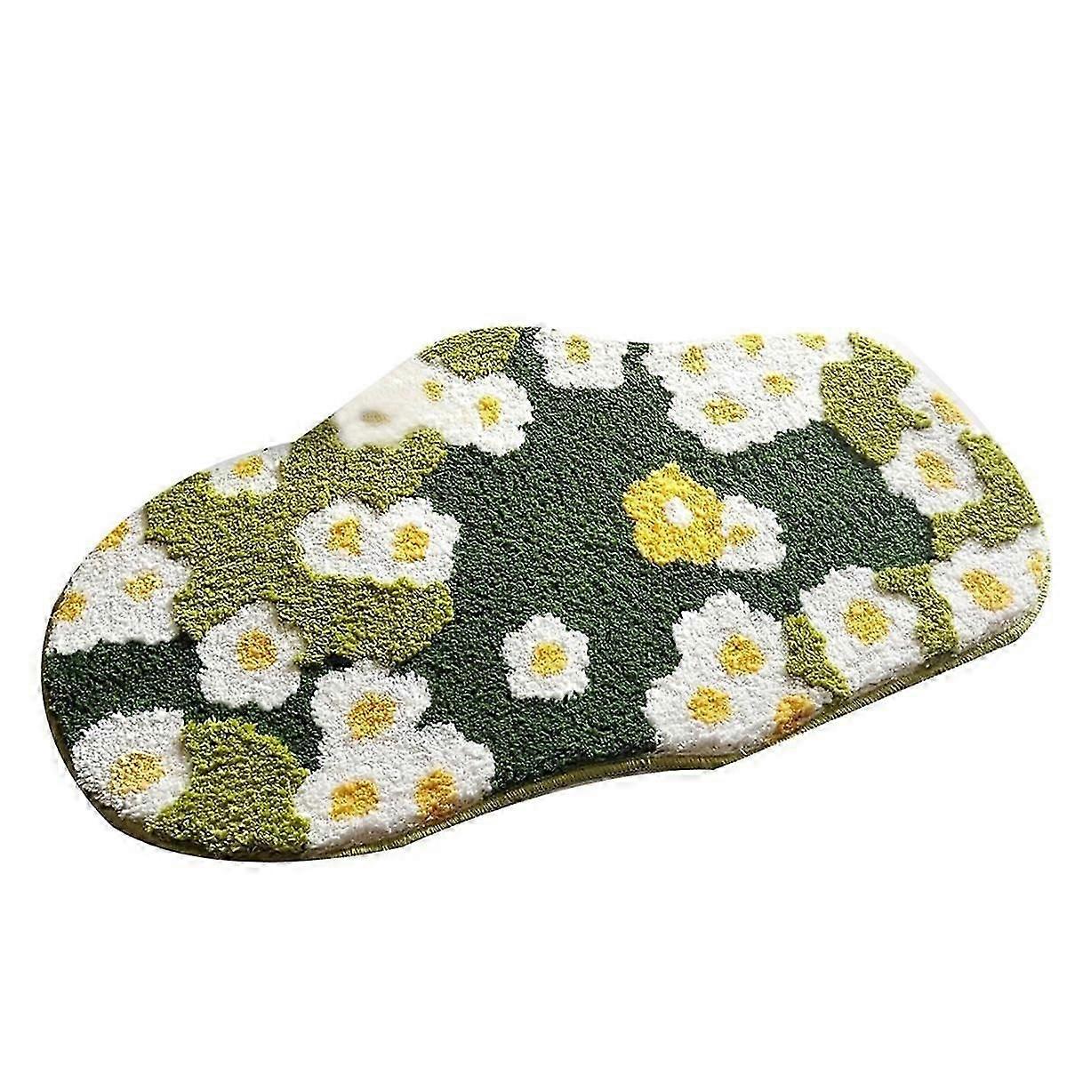 Niedliche Badematte Mit Blumen- Und Moosmuster, Pflanzenbasierte Toilettenmatte, Weiche, Saugfähige Und Rutschfeste Badematte Mit Blumenmuster, Passend Für Das Waschbecken