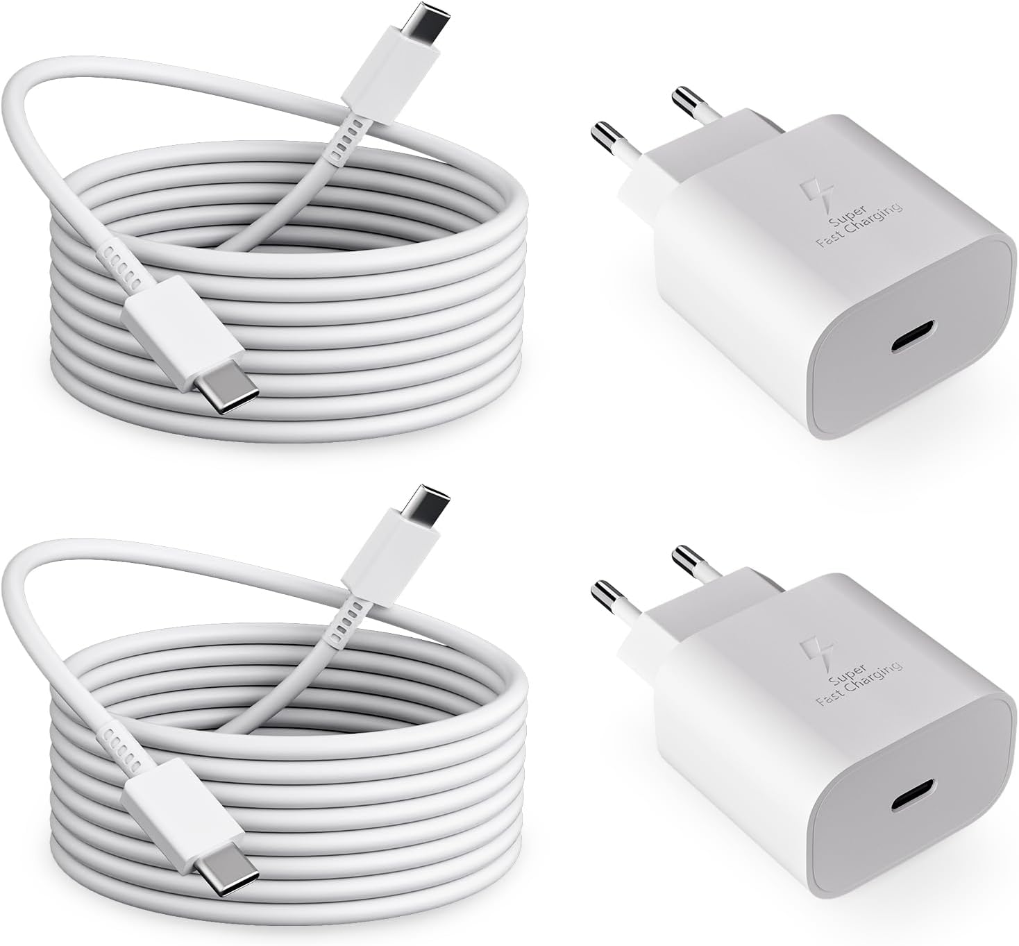 2er-packung Mit 2 X 25-w-usb-c-schnellladegeräten Und 2 M Kabel. Kompatibel Mit Samsung Galaxy S24/s23.