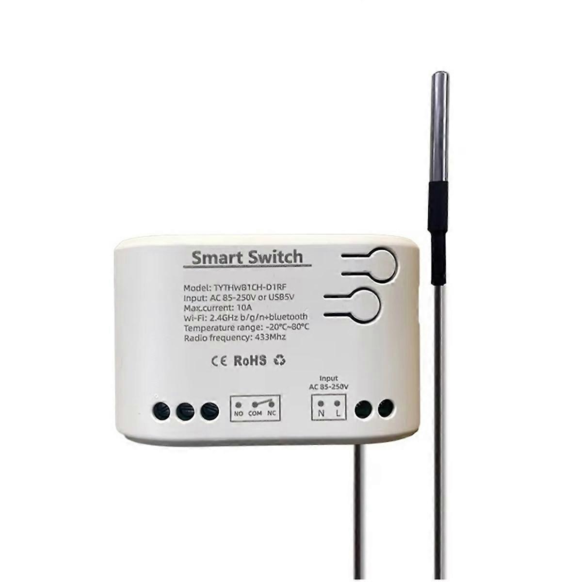 Tuya Smart Life Wlan-schalter Mit Temperatursensor, Thermostat Und Passivem Potentialfreiem Relais