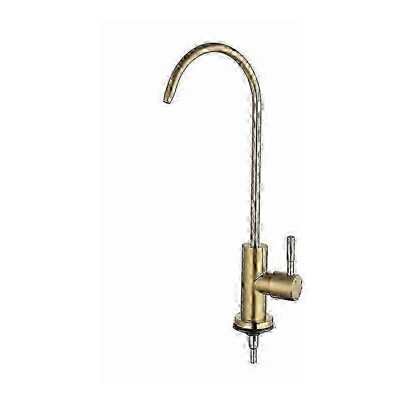 Küchenarmatur Aus Edelstahl, Oberfläche In Gebürstetem Gold, Kompatibel Mit Wasserfiltern, Für Direktes Trinkwasser.