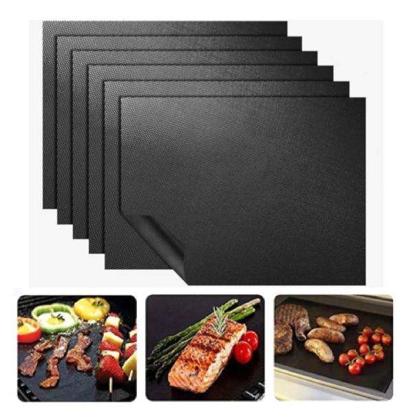 3er-set Antihaftbeschichtete Backmatten Für Backofen Und Grill – 40 X 33 Cm – Schwarz