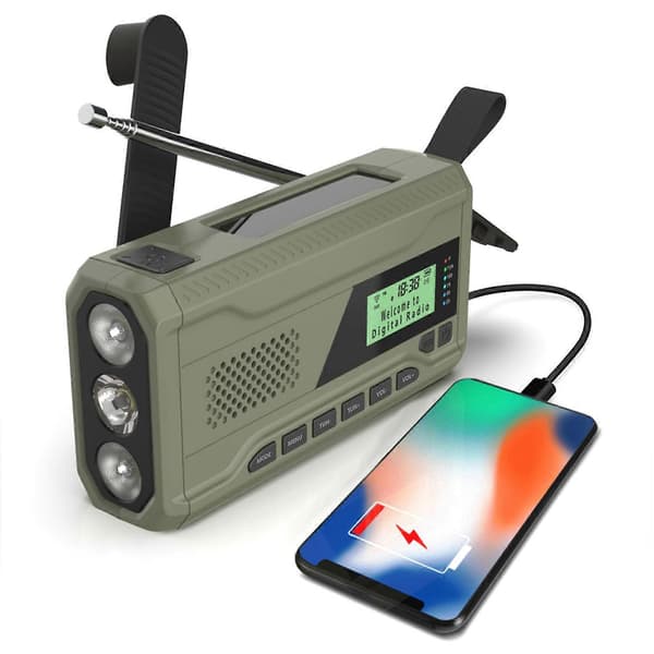 Tragbares Dab/fm-radio Mit 4000 Mah Dynamo, Solarradio, Überlebens-solarradio, Usb-ladegerät Mit Notfallalarm Und Wecker.