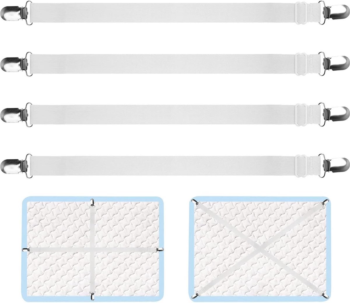 Verstellbarer Bettlakenhalter (70 Cm Bis 230 Cm) - (weiß, 4er-set)[nx]