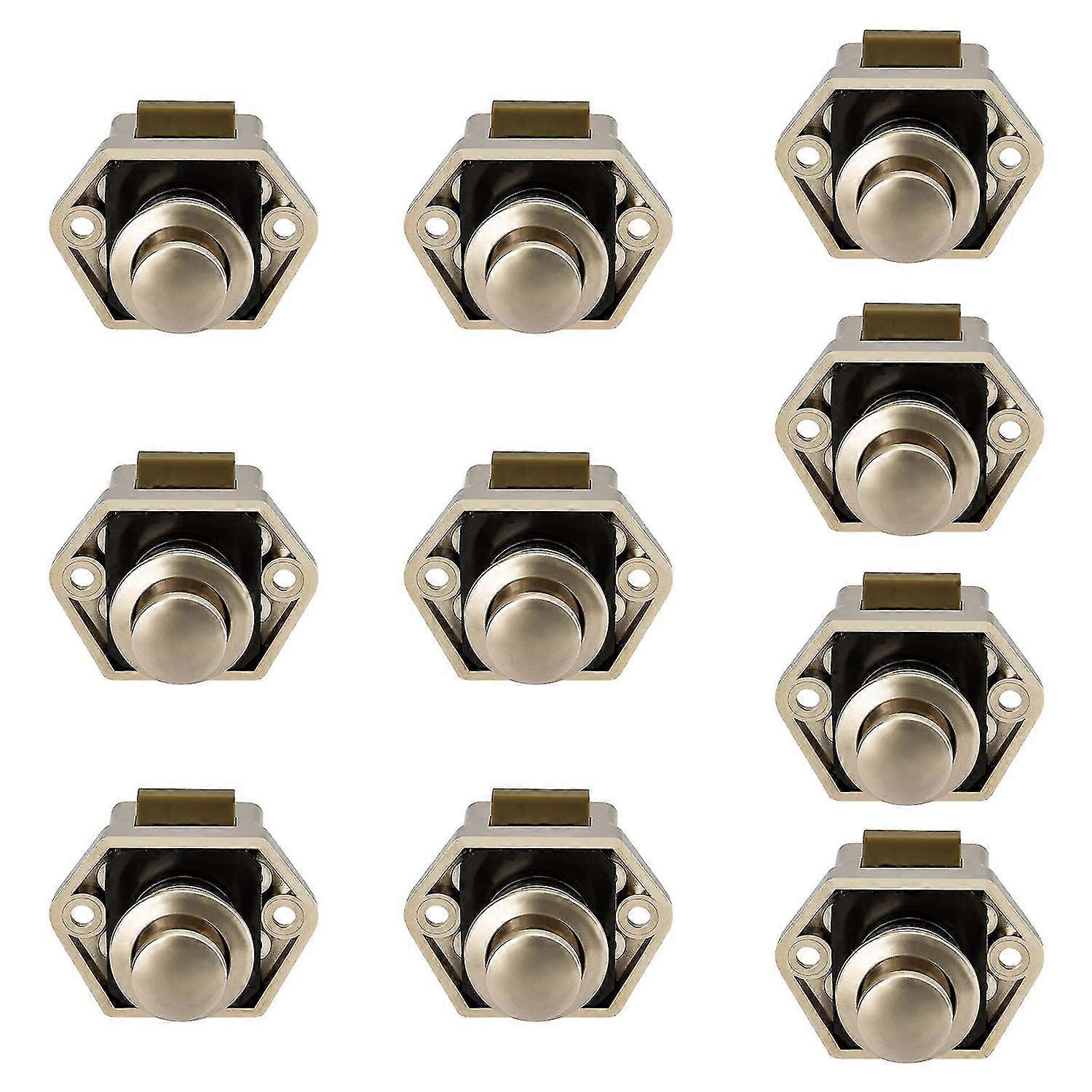 Packung Mit 10 Mini-druckknopf-schubladen-/schranktürschlössern Für Wohnwagen, Wohnmobile Oder Boote, In Nickel.