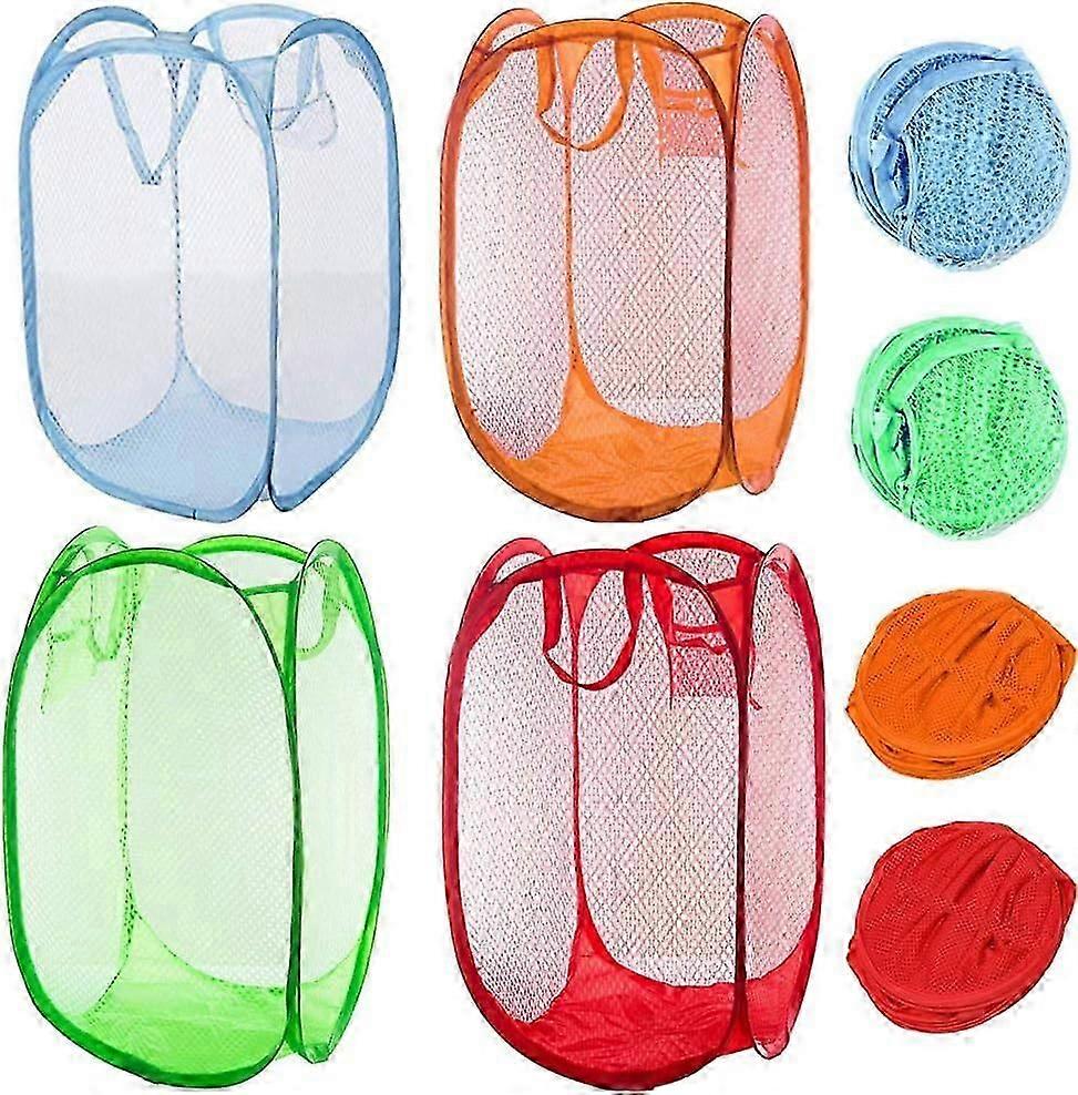 Set Mit 4 Faltbaren Wäschekörben Aus Netzgewebe, Perfekt Für Schlafzimmer, Kinderzimmer, Studentenwohnheime Und Reisen.