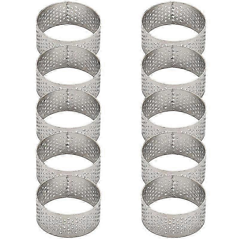 Set Mit 10 Quiche-ringen Aus Edelstahl (4,5 Cm Durchmesser), Passend Für Verschiedene Durchmesser. Nahtlose Tarte-ringe Mit Loch.