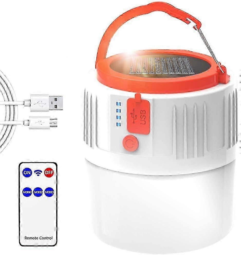 Wiederaufladbare Led-campinglaterne, Tragbare Solar-/usb-lampe Mit Fernbedienung, Wasserdicht (ip45), 1200 Mah