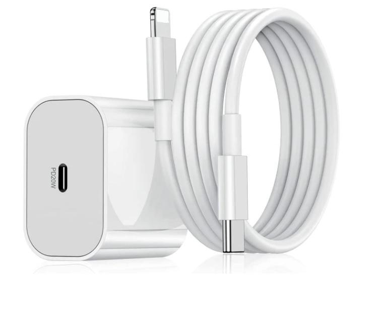 Schnellladegerät Kompatibel Mit Iphone, 20-w-usb-c-netzteil + 2-m-kabel, Weiß