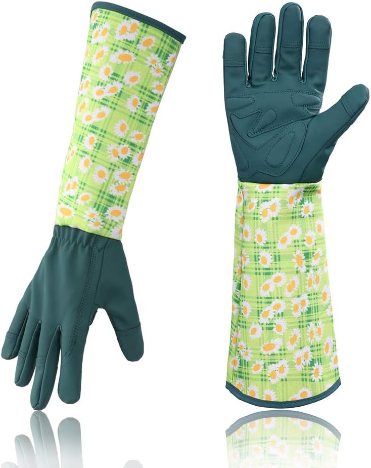 Gartenhandschuhe Aus Leder Mit Rosenmuster, Geeignet Für Damen, Extra Lange Profihandschuhe Zum Rosenschneiden, Ideales Geschenk Für Mama Und Oma.