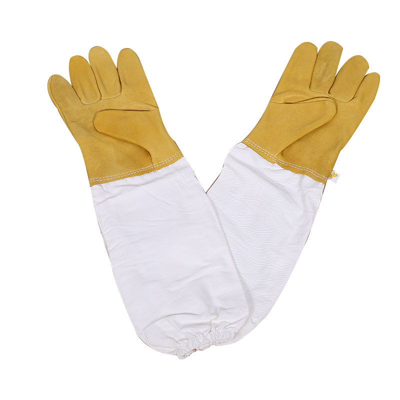 Bienenwachshandschuhe, Langärmelige Schutzhandschuhe Aus Schaffell, Strapazierfähig, Perfekt Geeignet Für Anfänger (gelb)
