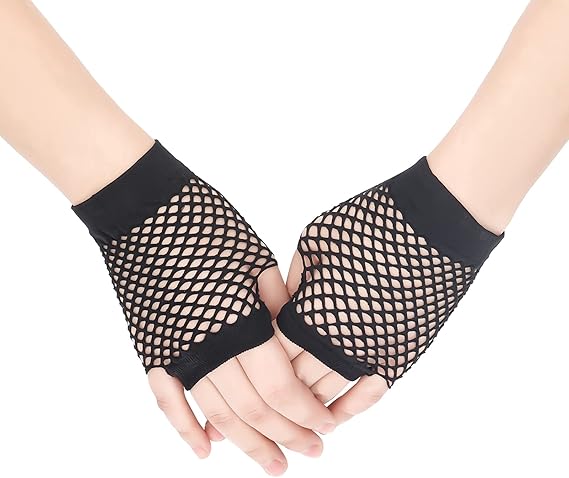 1 Paar Fingerlose Netzhandschuhe, Kurze, Perforierte Nylonhandschuhe, Eleganter Retro-stil, Dehnbar, Opernstil