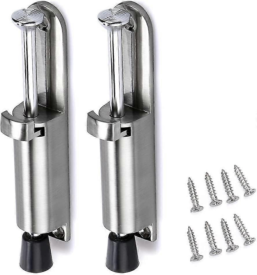 Set Mit 2 Türstoppern Aus Edelstahl Mit Gummi (silber)