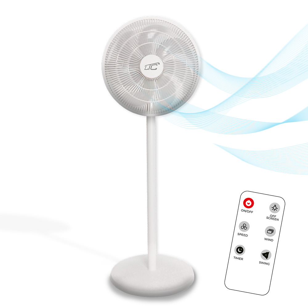 Wt114 55w 14" Standventilator Mit Digitalanzeige, Fernbedienung, Weiß [nx]