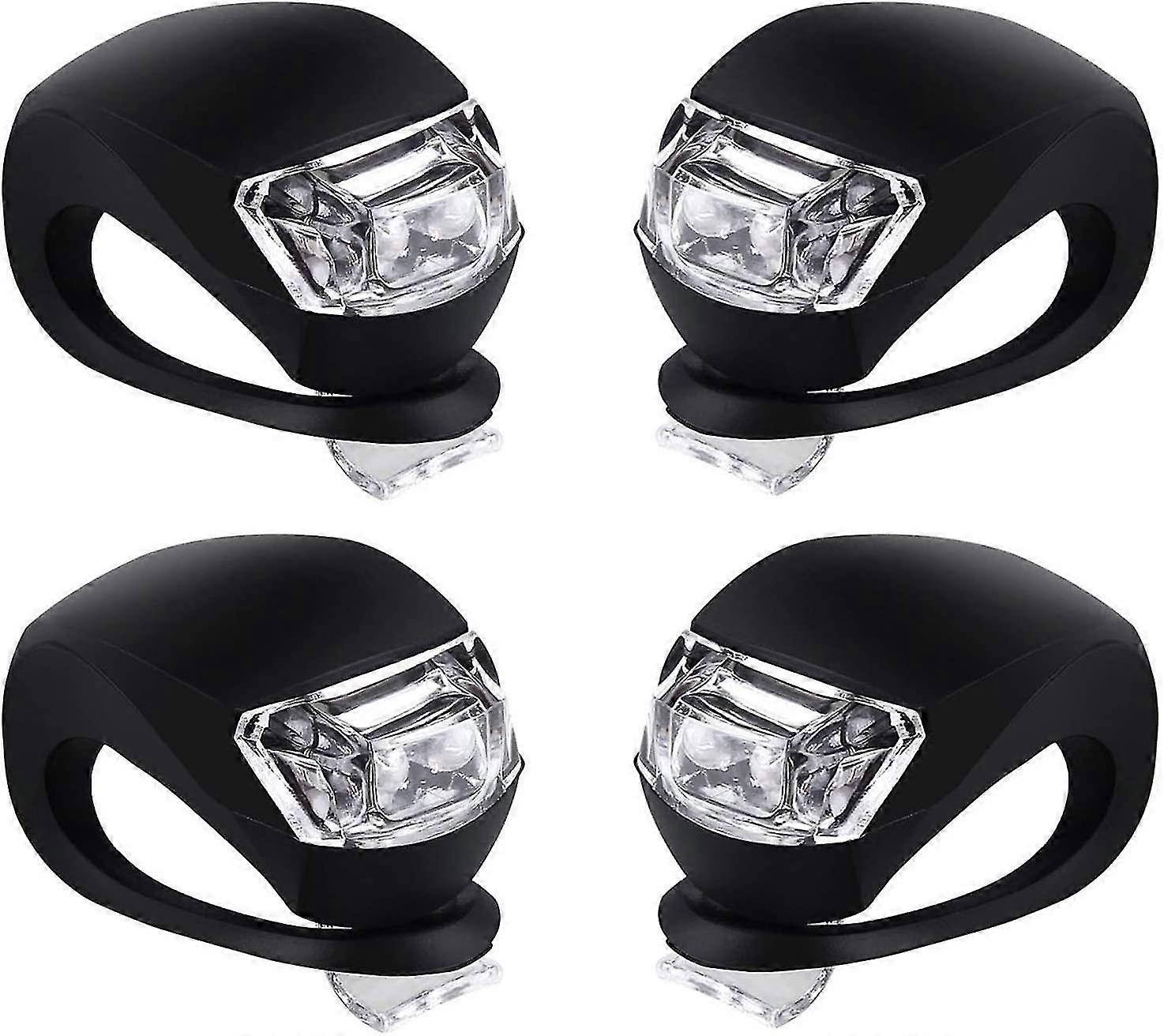 Set Mit 2 Paar Silikon-led-fahrradlichtern (vorne Und Hinten) - Wasserdichtes Vorder- Und Rücklicht Für Mehr Sicherheit Beim Rennrad- Und Mountainbiken.