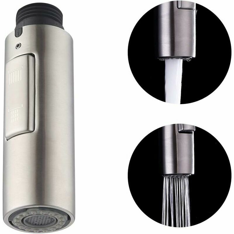 Küchenarmatur-auslauf Aus Edelstahl Sus304 - Universeller Ausziehmischerkopf G1/2 - Gebürstete Oberfläche - Modell Pfs200-bs.[nx]