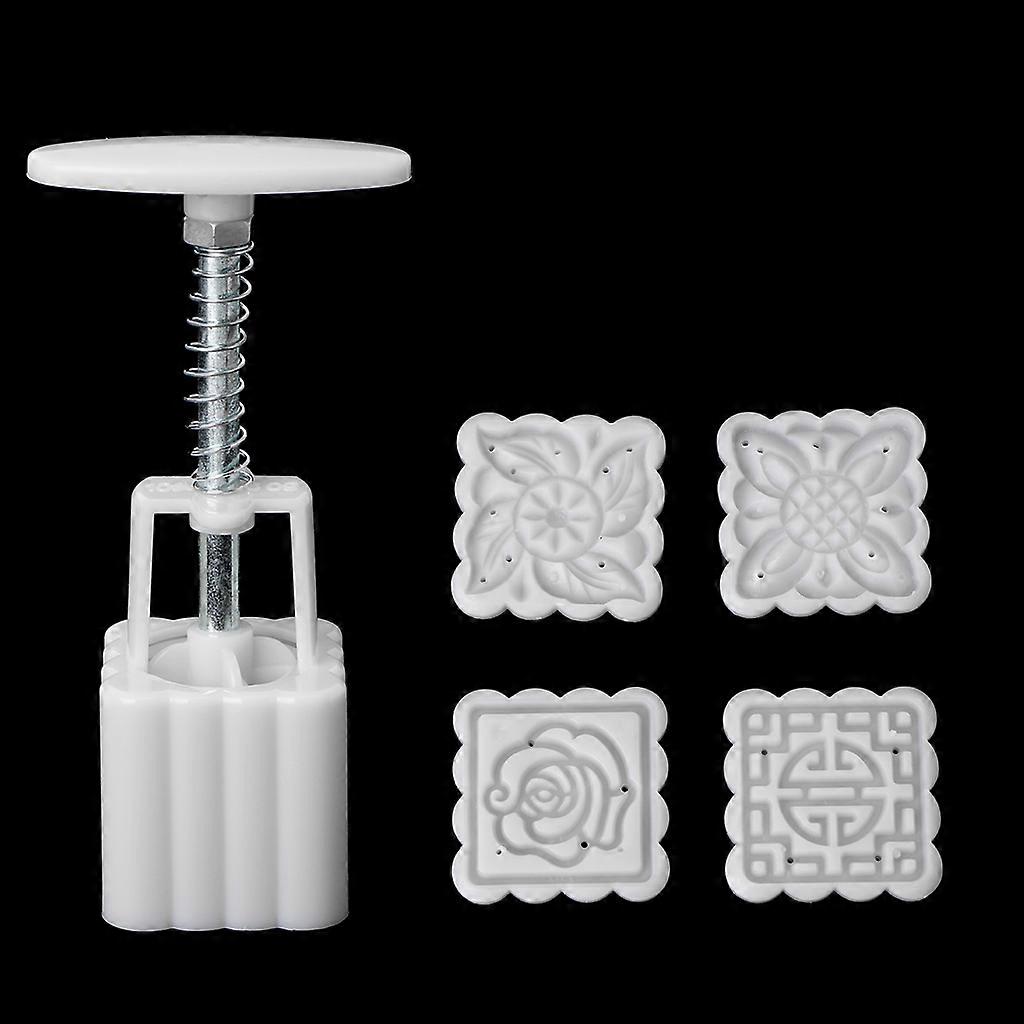 Set Mit 5 Quadratischen, Blütenförmigen Mondkuchenformen (50 G) - Diy-werkzeug Zur Herstellung Handgemachter Mondkuchen