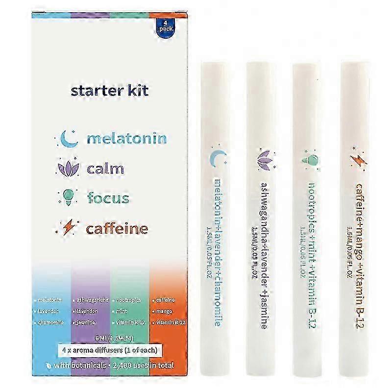 Set Mit 4 Kompatiblen Raumduftstiften Mit Den Funktionen Boost Focus Clear Breath Relaxation Sensory Relaxation Herbal Aromatherapy Diffuser Pen (nachfüllbar),