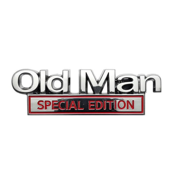 1 Universelles Autoemblem „represents Old Man Edition“, Kompatibel Mit Allen Fahrzeugen, Silber Und Rot.