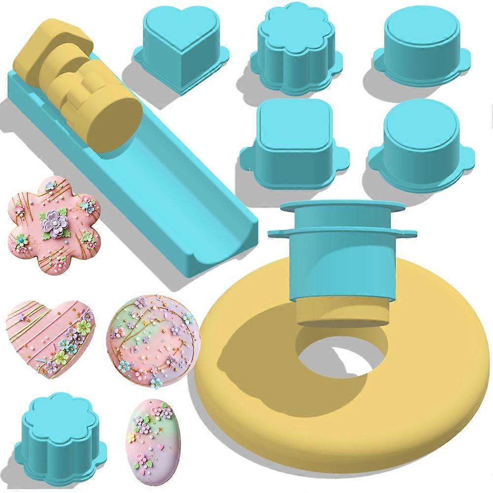 Set Mit 6 Cake-pop-formen Inklusive Tablett, Ausstechern Und 3d-gedrucktem Stopfer In Form Von Herz, Quadrat, Wolke, Oval Und Kreis.
