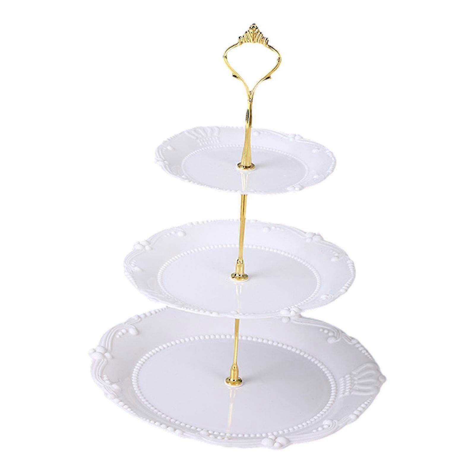 Weißer, Dreistöckiger Runder Gebäckständer, Ideal Für Die Inneneinrichtung, Perfektes Serviertablett Für Cupcakes Und Andere Leckereien, Ideal Für Hochzeiten Und Partys.