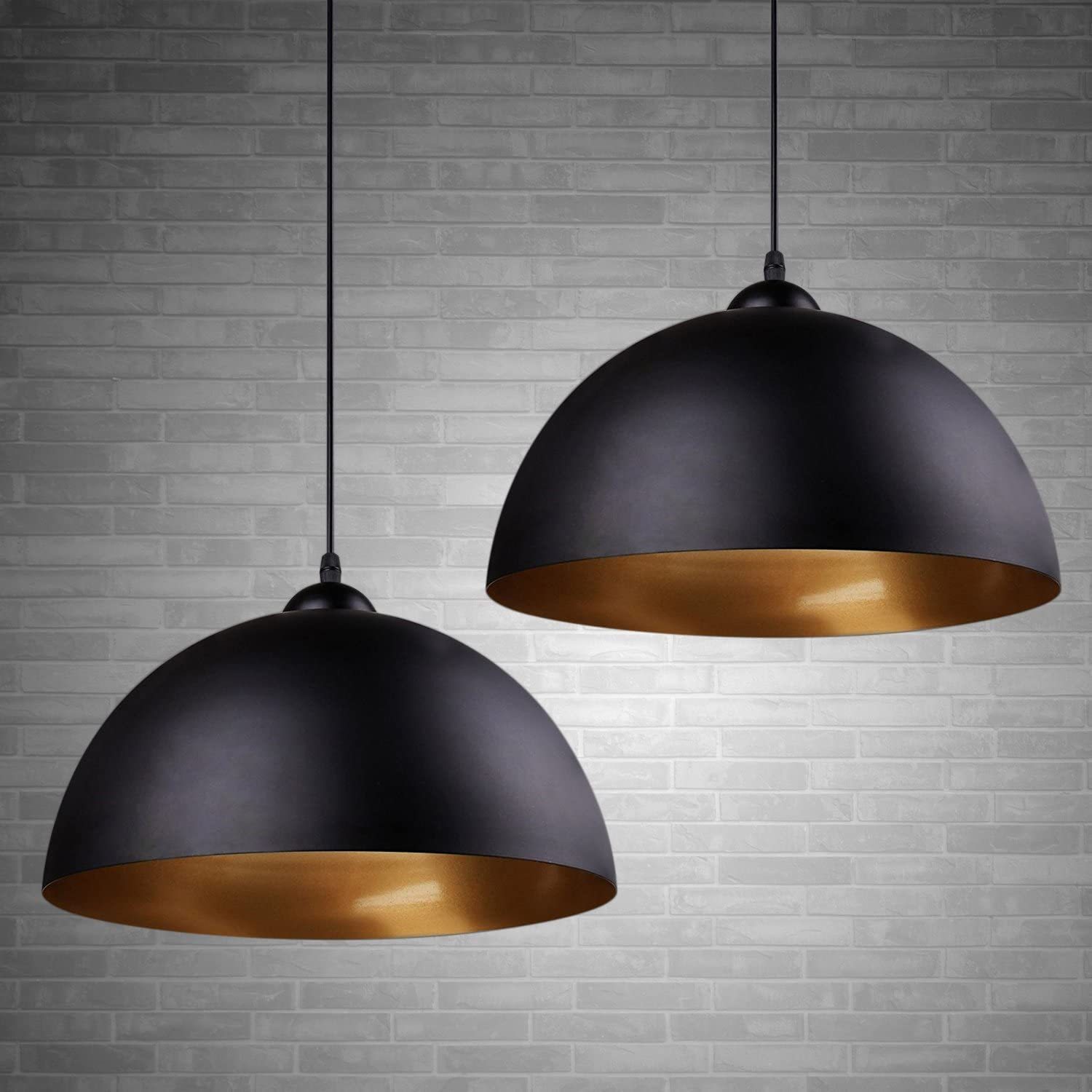 Moderne Industrie-deckenleuchte, 2 X Vintage-deckenleuchten, 30 Cm Durchmesser, Breiter Kronleuchter, Aus Eisen, E27-fassung, Schwarz Und Gold.