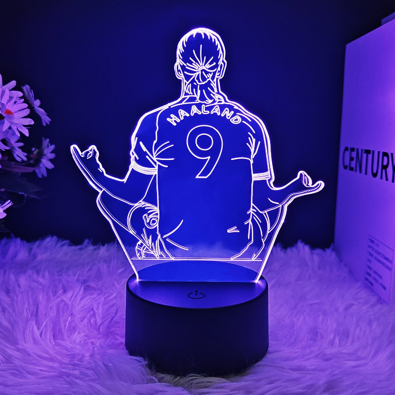 Erling Haaland 3d Led-nachtlicht, Tischlampe Mit Fußballstar, Ideal Für Fußballfans, Geschenk Zum Thema Weltmeisterschaft Für Das Schlafzimmer Oder Arbeitszimmer Eines Mannes.