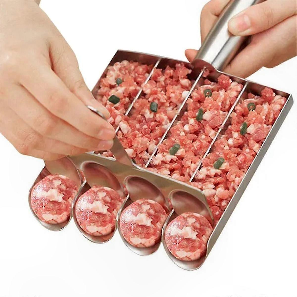 Fleischbällchenlöffel Aus Edelstahl Mit Schneidespatel, Kompatibel Mit Manuellen Küchenutensilien, Multifunktionales Werkzeug Zum Formen Von Fleisch.