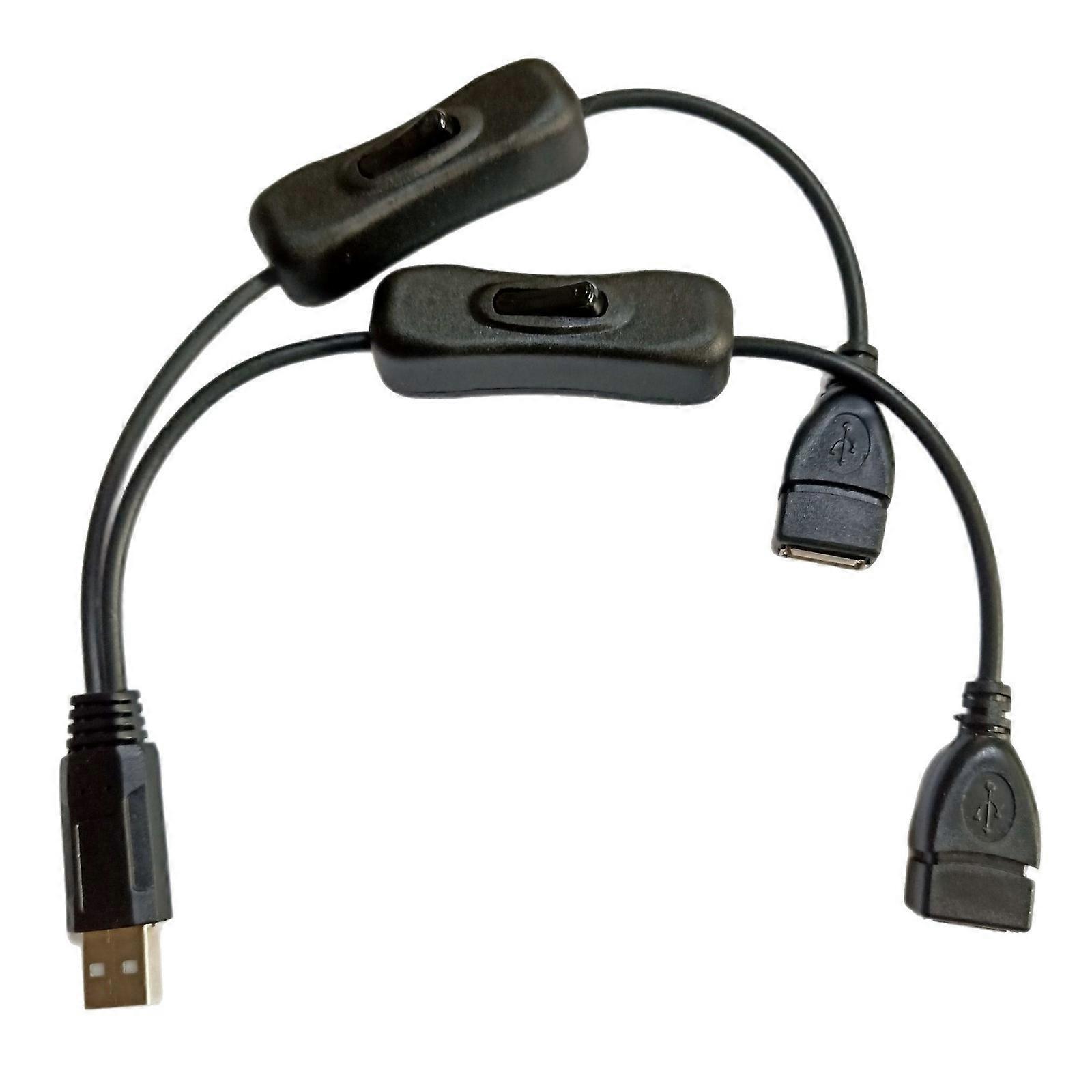 Usb-a-auf-zwei-port-stromverteilerkabel Mit Schaltern, Kompatibel Mit Led-lampen, Ventilatoren Und Kleinen Geräten (35 Cm).