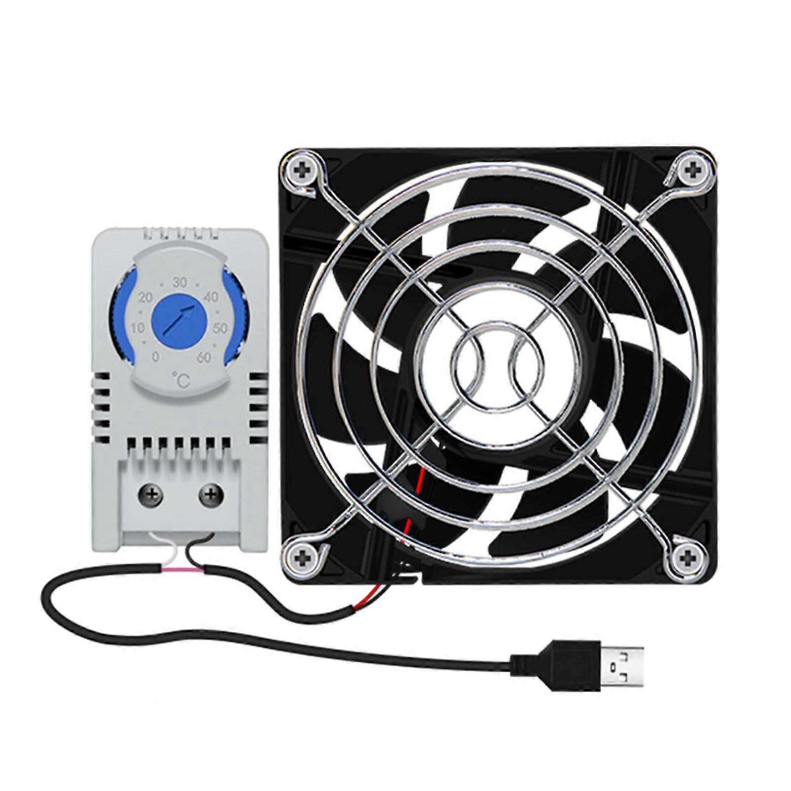 Leiser 80-mm-usb-möbellüfter Mit 0-60°c Temperaturregelung, Kompatibel Mit Möbeln, Heimkinos Und Gewächshäusern.
